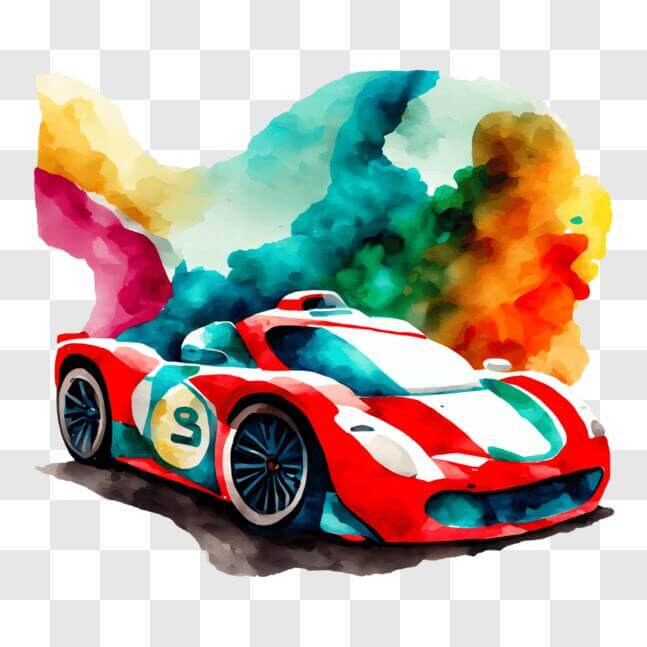 Download Vibrant Racing Car in Motion PNG Online - Creative Fabrica