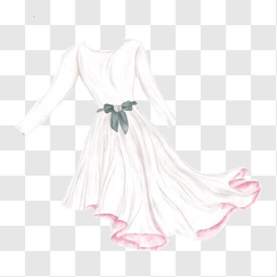 Baixe Elegante Vestido Branco com Laço Rosa PNG - Creative Fabrica