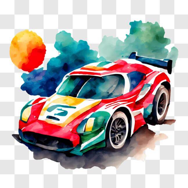 Download Colorful Race Car Artwork PNG Online - Creative Fabrica