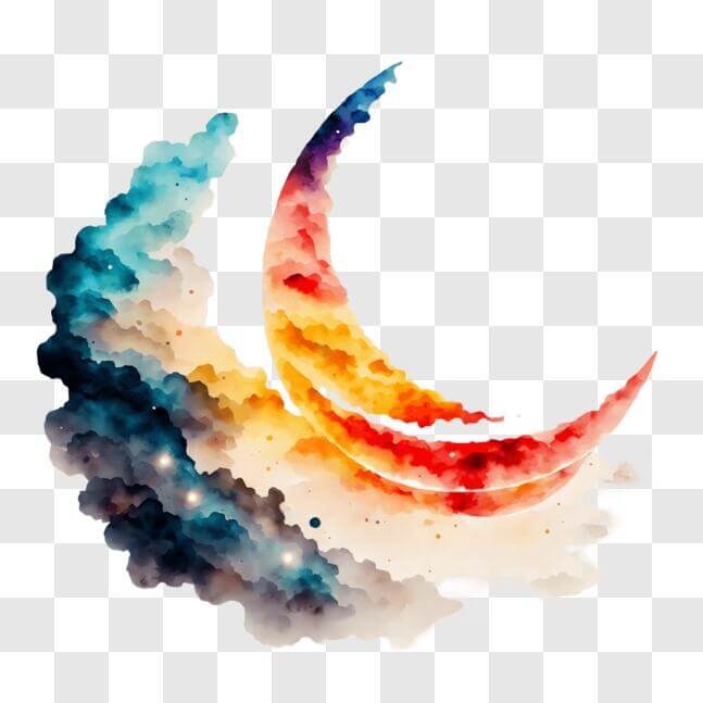 Download Colorful Crescent in the Sky with Clouds PNG Online - Creative ...