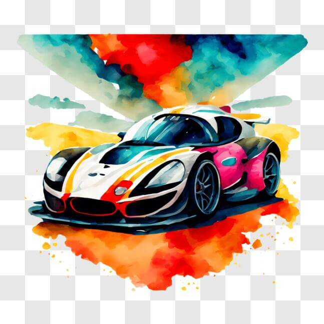 Download Colorful Abstract Racing Car Painting PNG Online - Creative ...