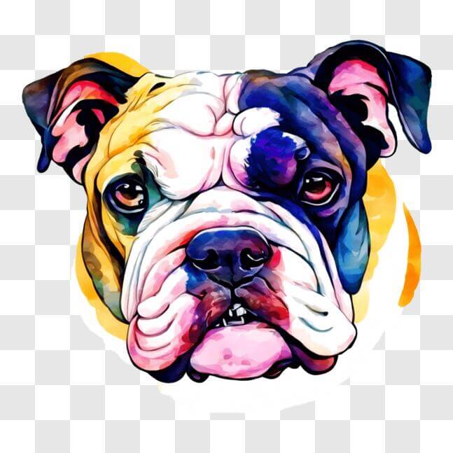 Download Colorful Bulldog Painting for Home Decor and Gifts PNG Online ...