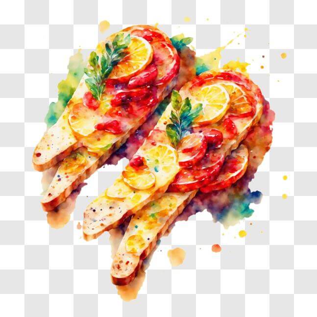 Download Artistic Bread with Fresh Toppings PNG Online - Creative Fabrica