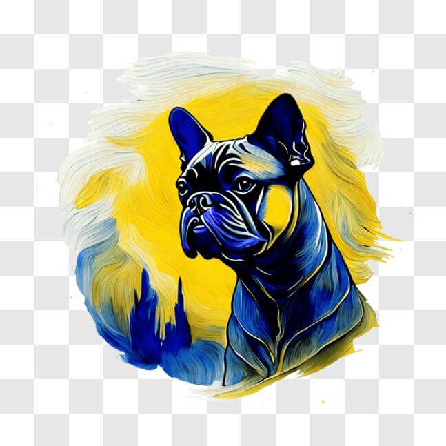 Download Abstract Painting of a Dog in Blue, Yellow, and Black PNGs ...
