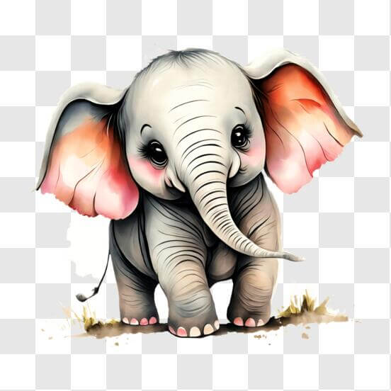 Download Adorable Colorful Elephant with Big Blue Eyes PNG Online