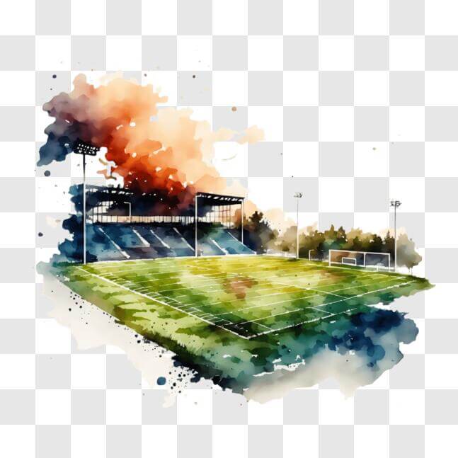 Download Empty Soccer Field Watercolor Painting PNG Online - Creative ...