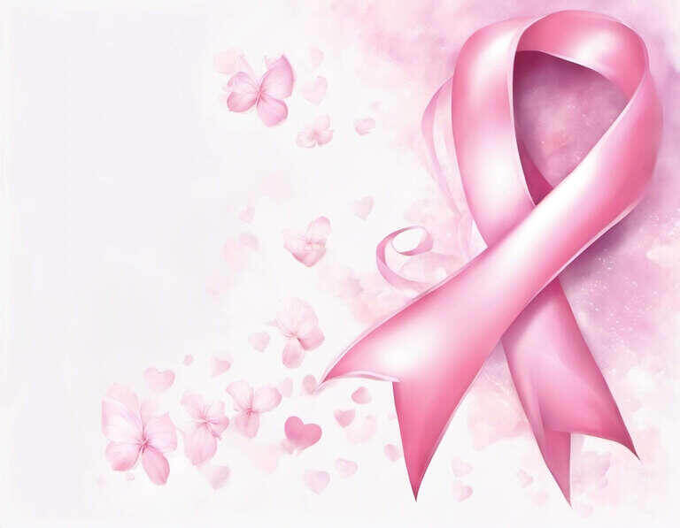 Download Breast Cancer Awareness Ribbon with Butterflies and Flowers ...