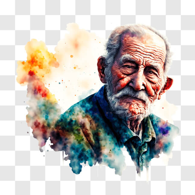 Download Watercolor Portrait of an Older Man PNG Online - Creative Fabrica