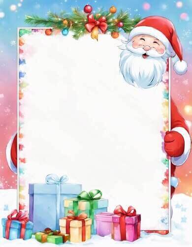 Santa Claus Holding Blank Board with Gifts and Presents Santa Claus Holding Blank Board with Gifts and Presents thumbnail