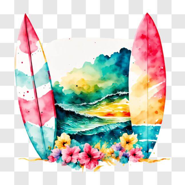 Download Colorful Flower Surfboards for a Fun Surfing Adventure PNG