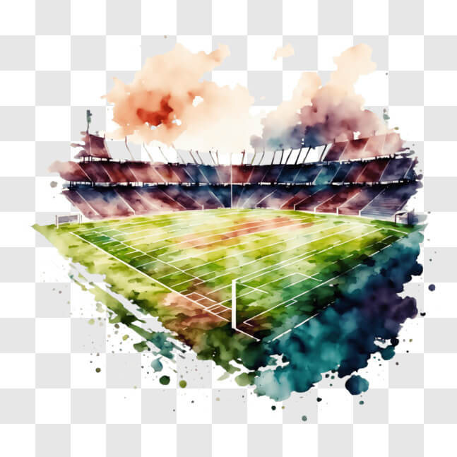 Download Watercolor football stadium painting with splashes of paint on ...