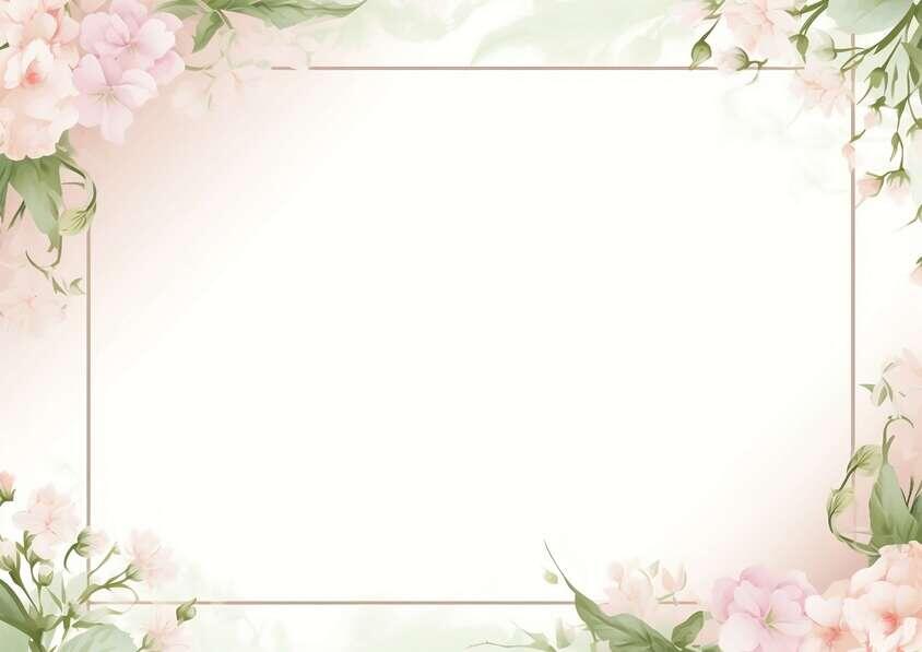 Download White Frame with Pink Flowers and Green Leaves Backgrounds ...