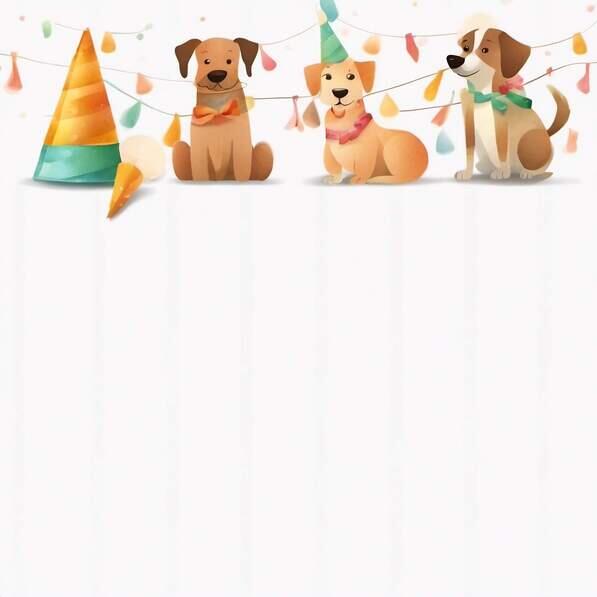 Download Three Dogs with Birthday Hats and Balloons on a White ...