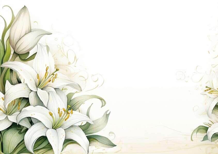 Download Floral Background with White Lilies and Green Leaves ...