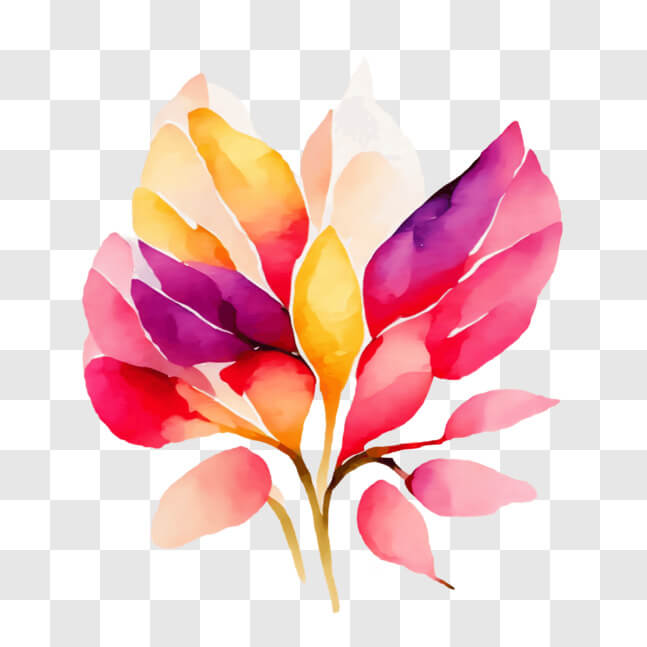 Download Colorful Bouquet of Flowers in Watercolor Painting PNGs Online ...