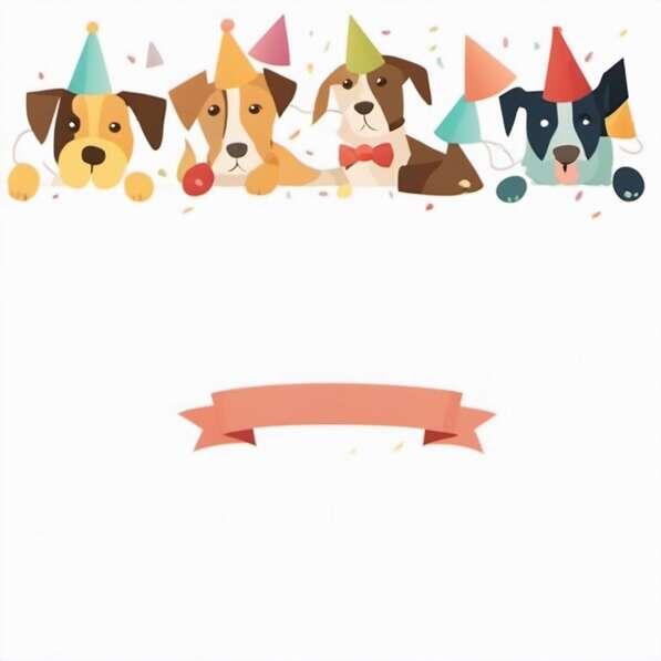 Download Birthday Card with Dogs in Party Hats and Ribbons Backgrounds ...