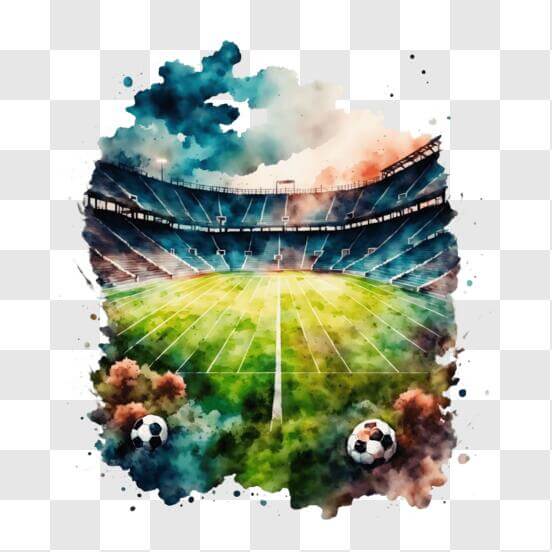 Download Soccer Stadium Watercolor Painting PNG Online - Creative Fabrica