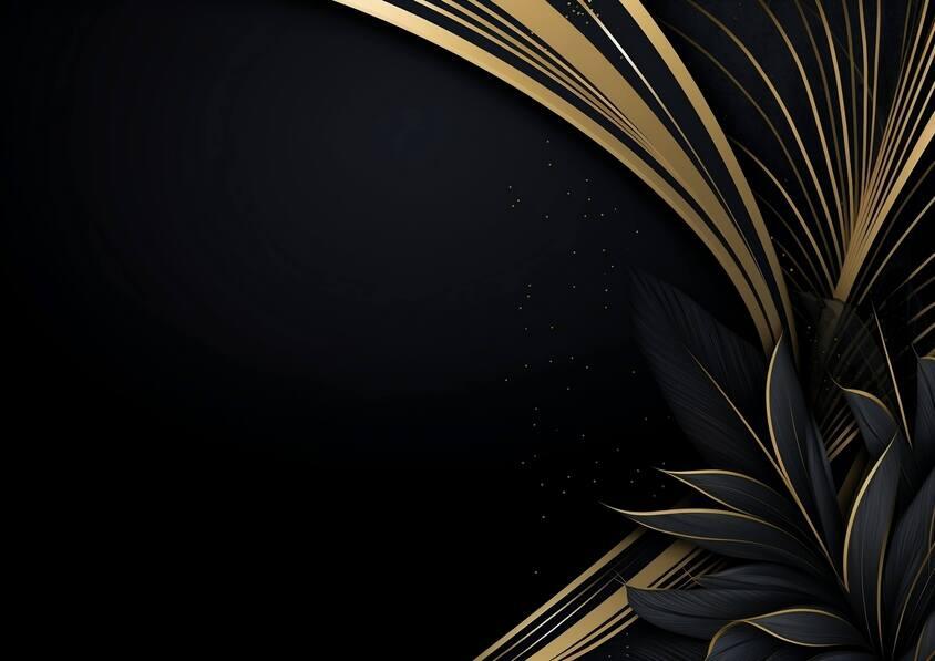 Download Elegant Black and Gold Background with Leaves and Flowers ...