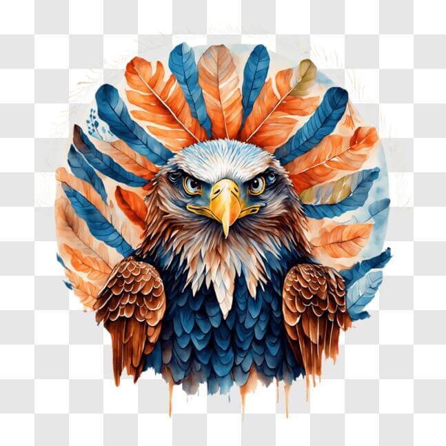 Download Vibrant Native American Eagle Painting PNG Online - Creative ...