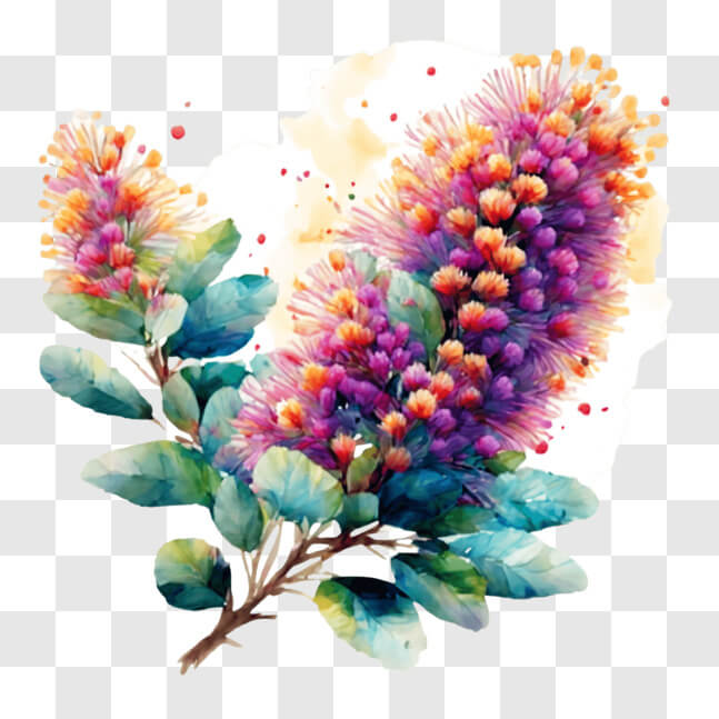 Download Watercolor Painting of Australian Plant with Purple Flowers ...