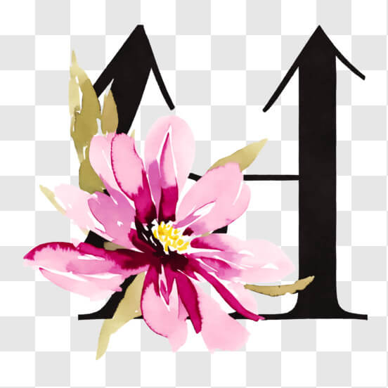 Pink Flower Arrow - Symbol of Alphabet