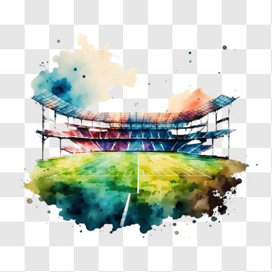 Download Empty Soccer Stadium with Watercolor Painting PNG Online ...