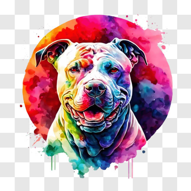 Download Colorful Pit Bull Dog Painting PNG Online - Creative Fabrica