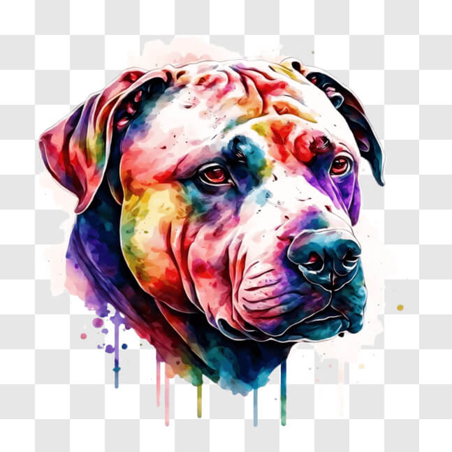 Download Colorful Pit Bull Dog Painting on Canvas PNG Online - Creative ...