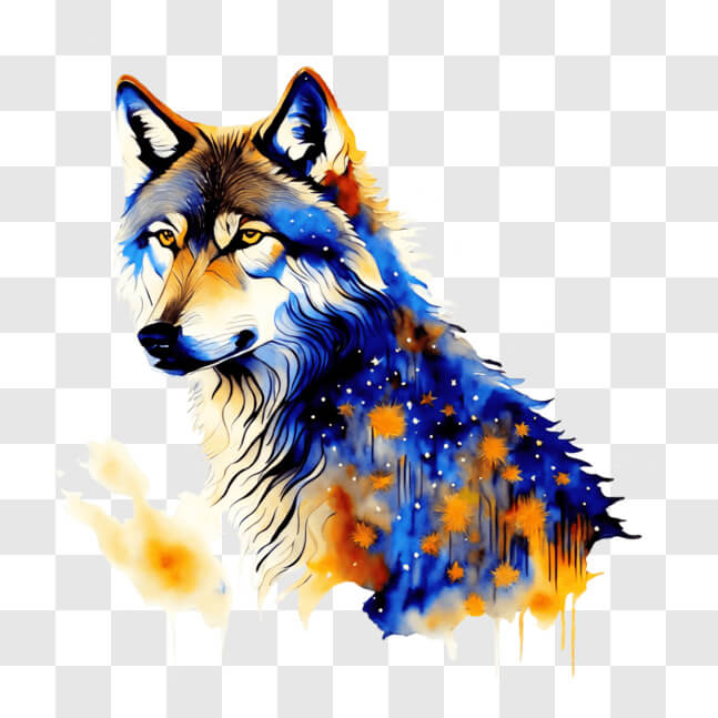 Download Abstract Painting of Wolf with Colorful Splashes PNGs Online ...