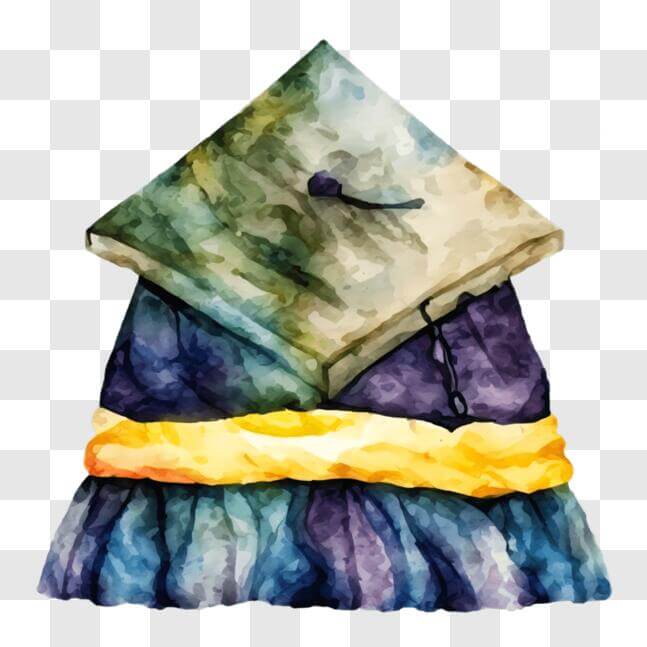 Download Elaborately Decorated Graduation Cap Watercolor Painting PNG