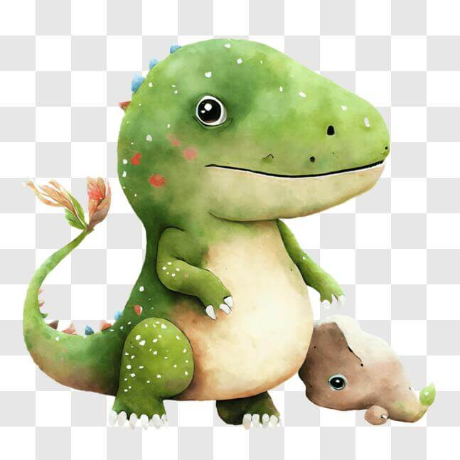 Download Green Dinosaur and Baby Dinosaur PNG Online - Creative Fabrica