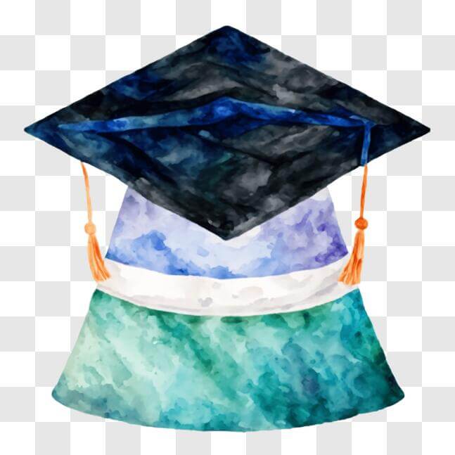 Download Watercolor Graduation Cap Artwork PNG Online - Creative Fabrica