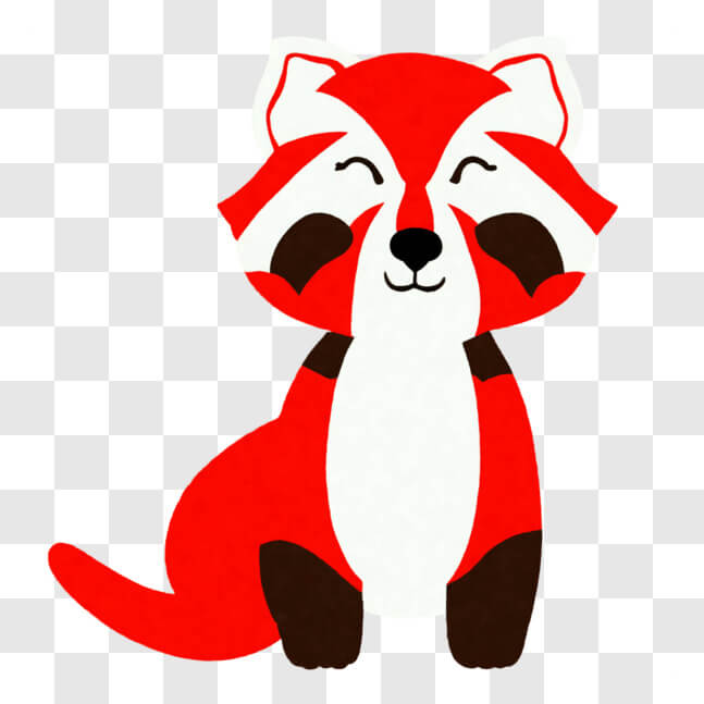 Download Smiling Red and White Raccoon PNG Online - Creative Fabrica