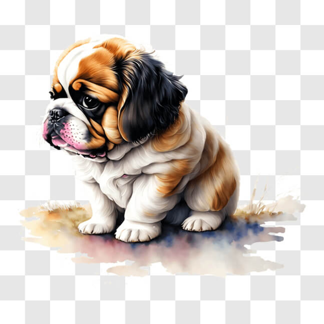 Download Adorable Dog Sitting and Looking into the Distance PNG Online ...