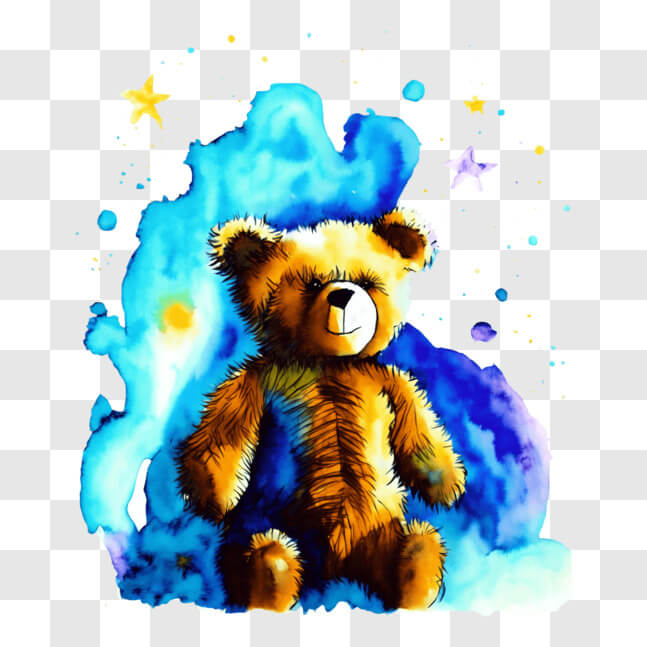 Download Teddy Bear in Space-Themed Abstract Artwork PNG Online ...