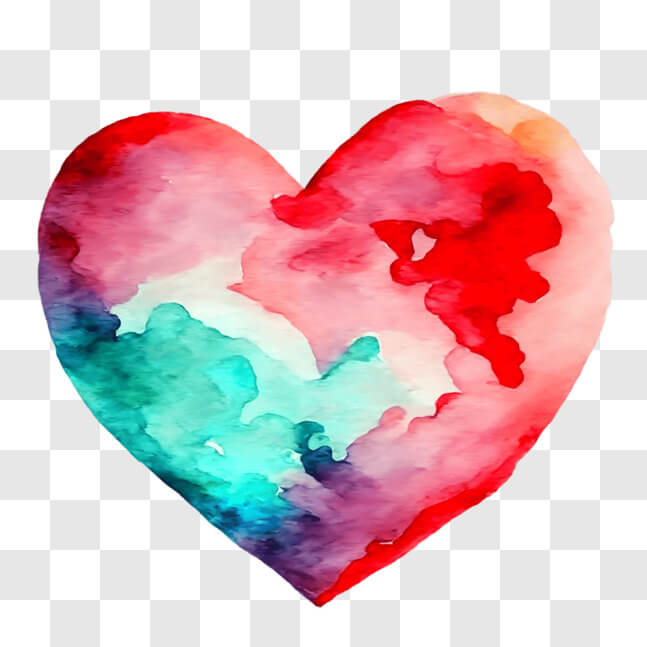Download Colorful Heart-shaped Watercolor Painting PNGs Online ...