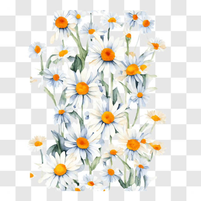Download Floral Pattern with White and Yellow Daisies PNG Online ...