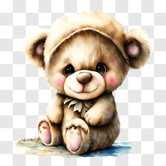 Download Adorable Brown Teddy Bear with Hat PNG Online - Creative Fabrica