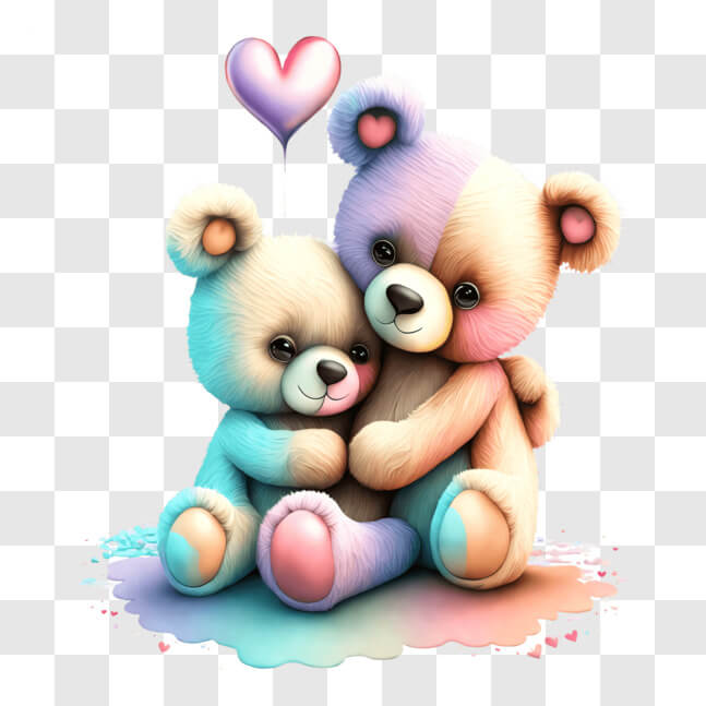 Download Two Teddy Bears Hugging with Heart Balloon PNGs Online ...