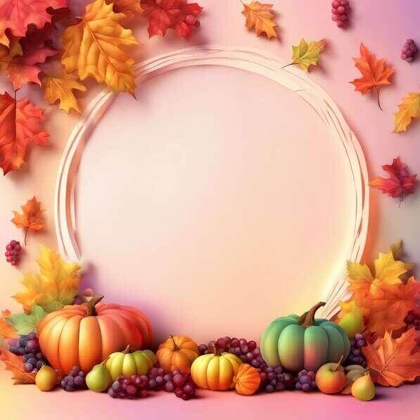 Download Round Frame with Pumpkins and Autumn Leaves for Autumn Themed ...