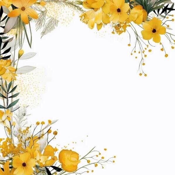 Download Floral Frame with Yellow Flowers and Green Leaves Backgrounds ...