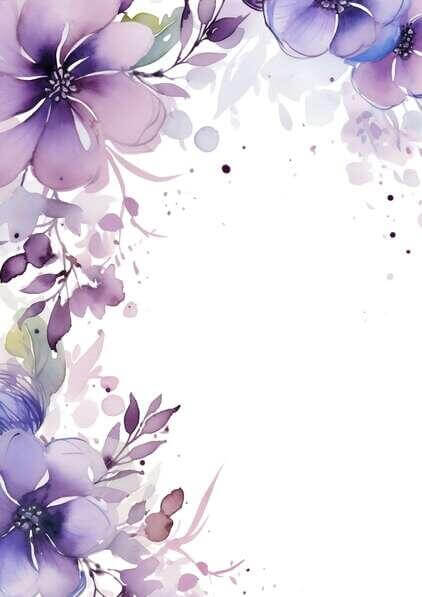 Download Watercolor Floral Frame with Purple Flowers and Leaves ...