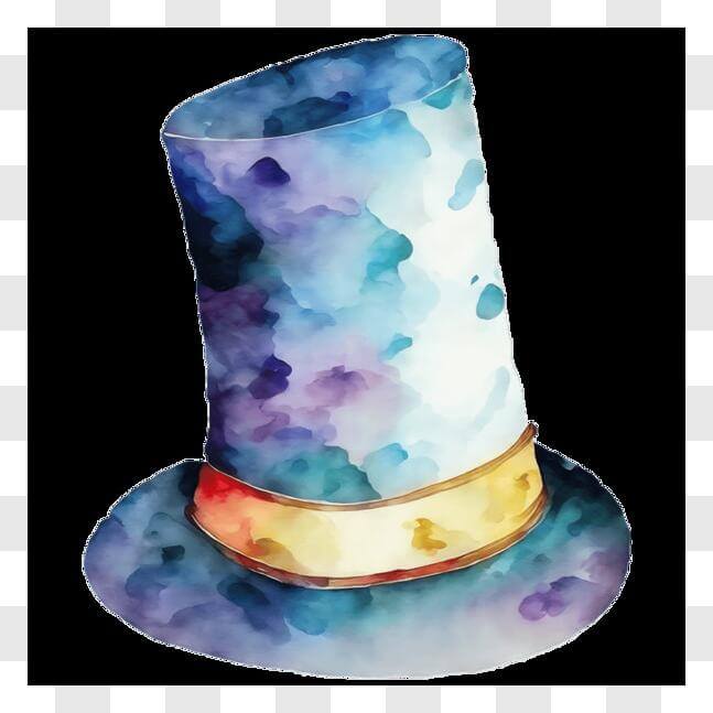 Download Vibrant Watercolor Top Hat Artwork PNG Online Creative Fabrica