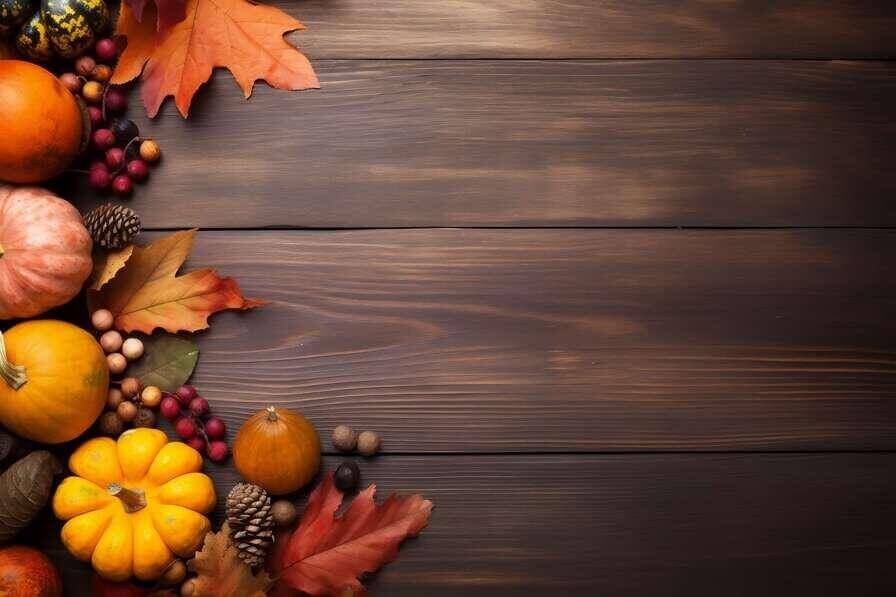 Download Thanksgiving Arrangement on Wooden Background Backgrounds