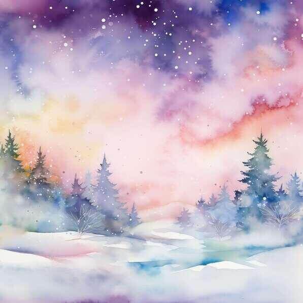 Download Snowy Landscape Watercolor Painting Backgrounds Online ...