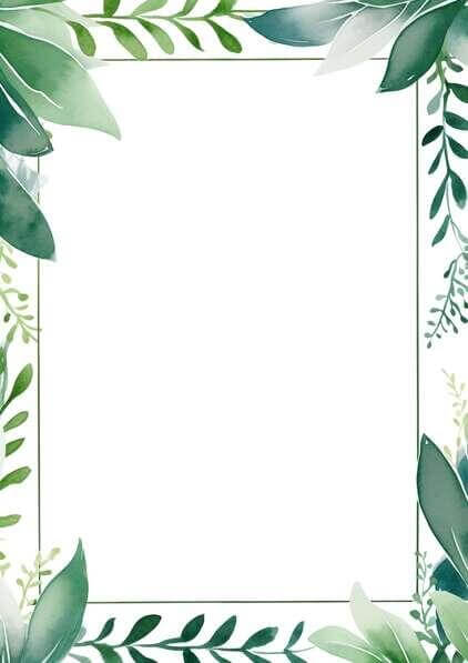 Download Watercolor Frame with Green Leaves on White Background ...
