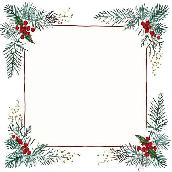 Download Christmas Frame with Red Berries and Pine Cones Backgrounds ...