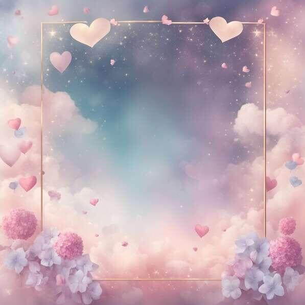Download Romantic Pink Frame with Hearts and Flowers Backgrounds Online ...