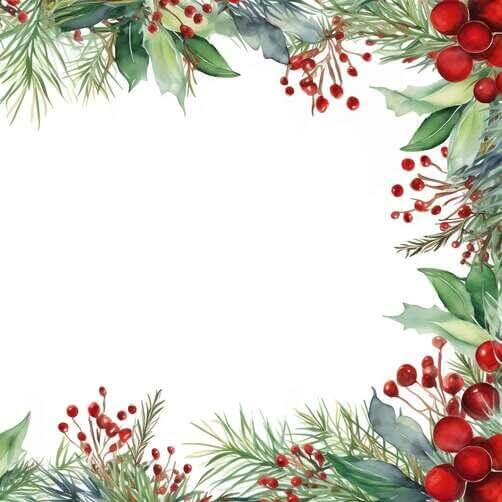 Watercolor Holly Frame on White Background Watercolor Holly Frame on White Background thumbnail
