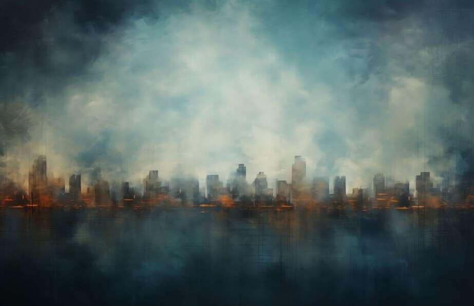 Download Abstract City Skyline Painting with Clouds Backgrounds Online ...